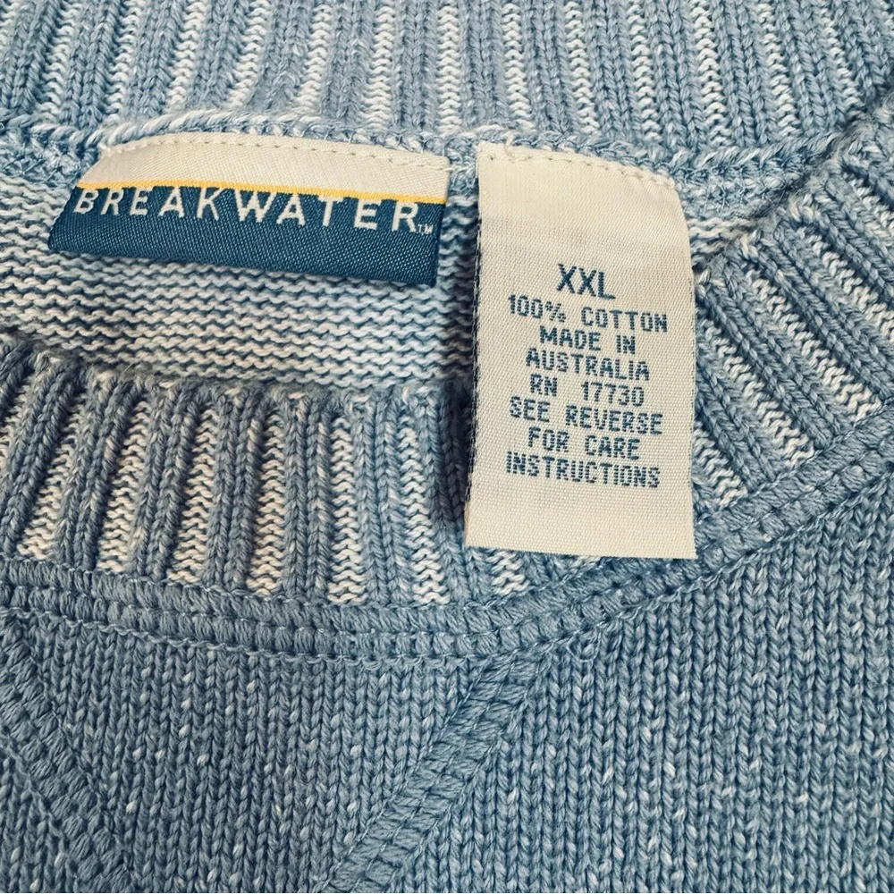 Men's Sky Blue 100% Cotton Crewneck Sweater - Picture 2 of 6